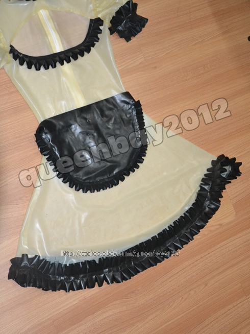 New100 Latex Rubber Gummi 045mm Maid Dress Skirt Apron Suit Party Fashion Ebay