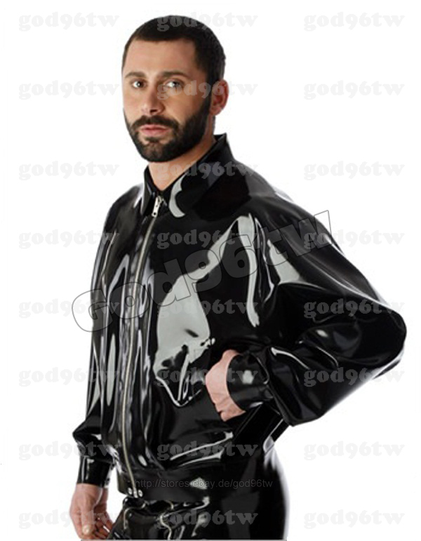 100 Latex Rubber Jacket Bomberjacket 0.8mm With Collar Catsuit Coat Unique