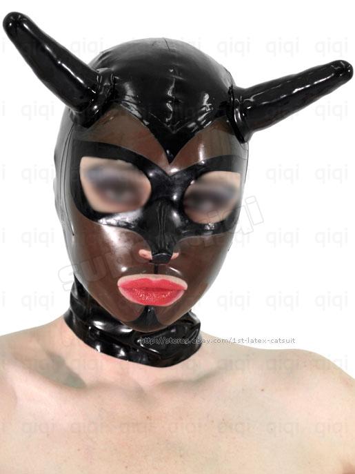 Latex Rubber 0 45mm Devil Mask Hood Costume Catsuit Sui
