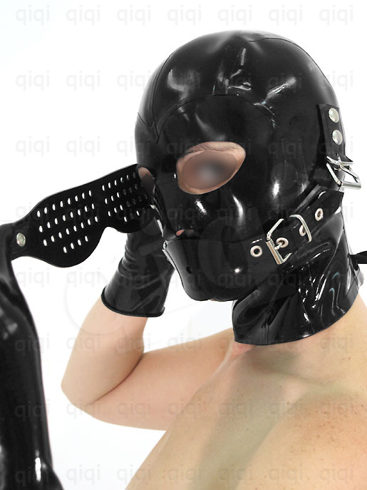 Latexrubber08mm Goggles And Maskshoodcostumecatsuitsuitblack 2515