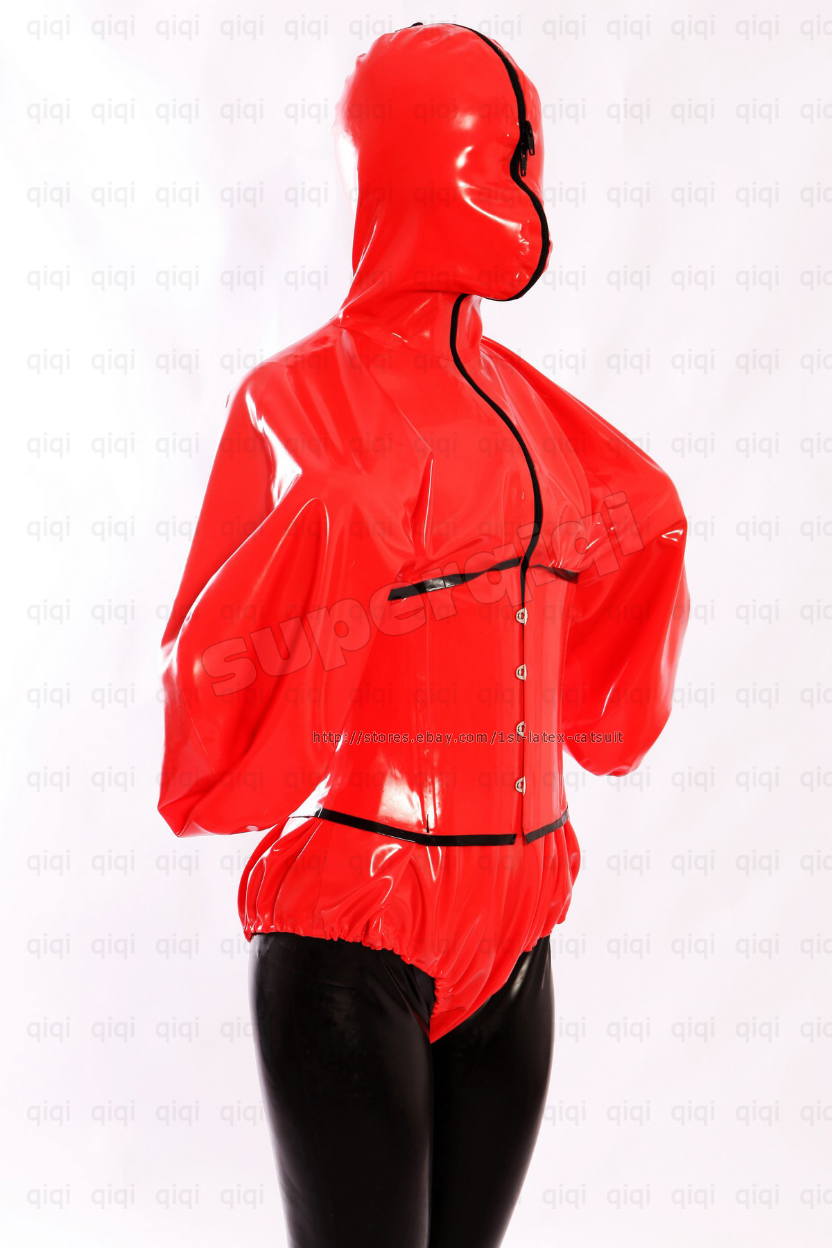 Latexrubber8mm Leotard Hoody Hood Corset Bodysuit Catsuit Swimsuit Outfit Red Ebay 2325