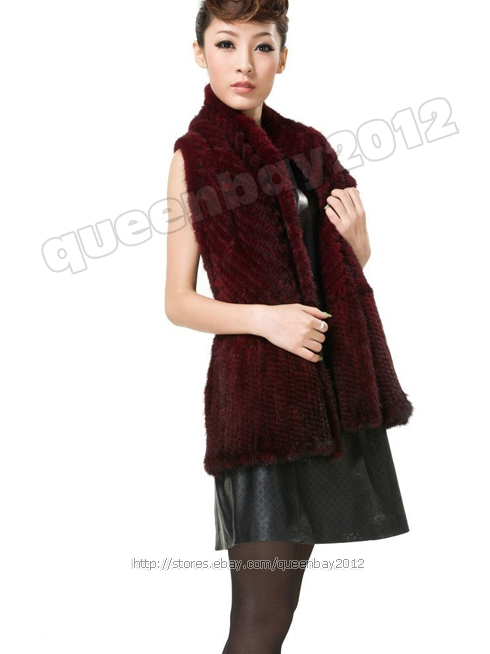 100% Real Knit Mink Fur Scarf Cape Shawl Wrap Stole Coat Evening Spring