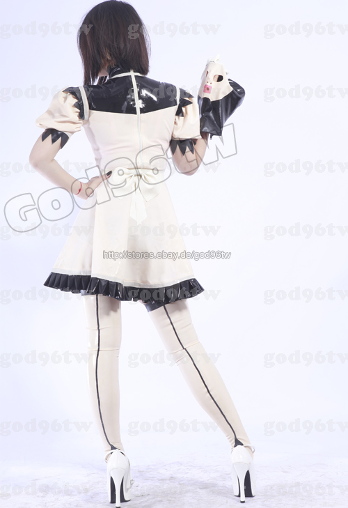 100% Latex Gummi Maid/Maiden/Dress/Kleid/Apron/Kostüm  