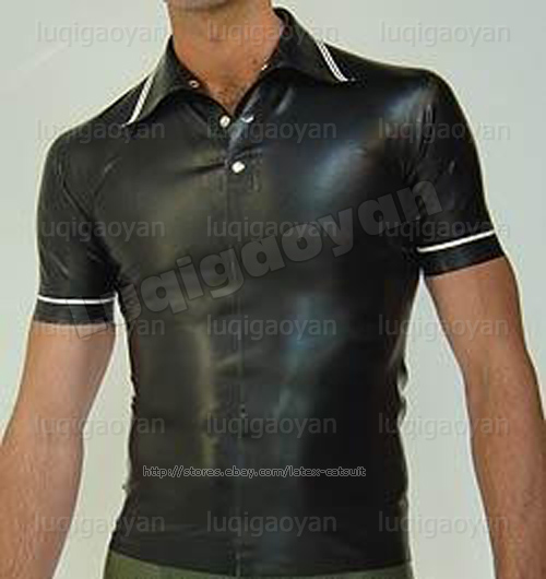 100% Latex Rubber Gummi Shirt 0.8mm Hemd T Shirt Catsuit Ganzanzug Top