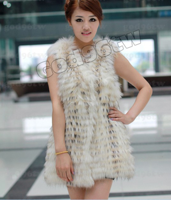 100% New Real Genuine Raccoon Fur Long Vest Jacket Gilet Waistcoat 