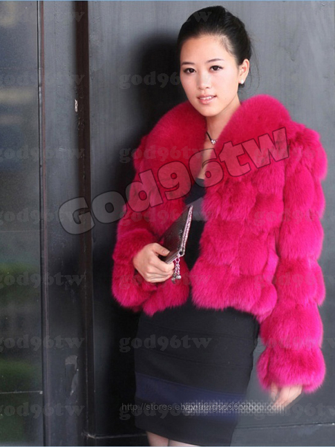 100% Real Genuine Fox Fur Fox Collar Coat Jacket Outwear Vintage 