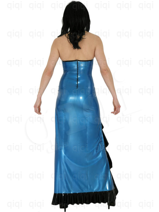Latex Rubber Metallic Blue Dress 0 45mm Suit Catsuit Ebay