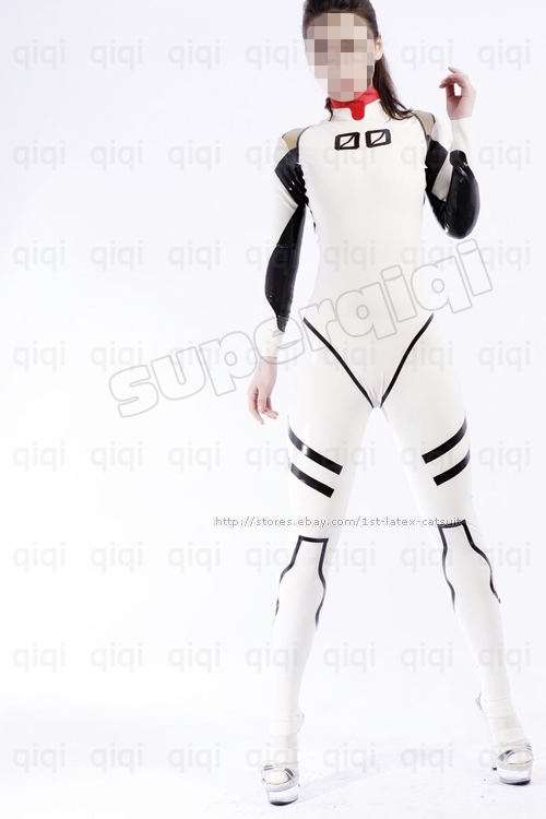 Latex rubber EVA 0.8mm Rei Ayanami Catsuit Cosplay Suit  