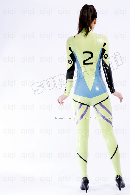 Latex rubber EVA Asuka Langley Soryu Catsuit Bodysuit  