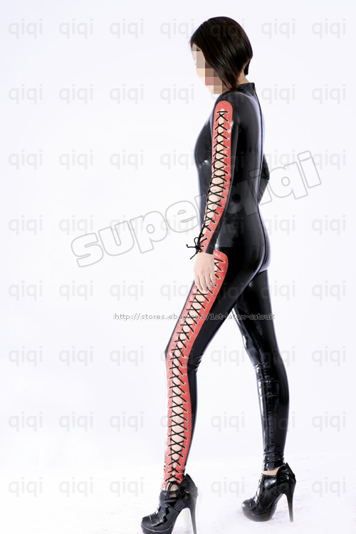 Latex/Rubber 0.8mm String Catsuit Suit Bodysuit Black  