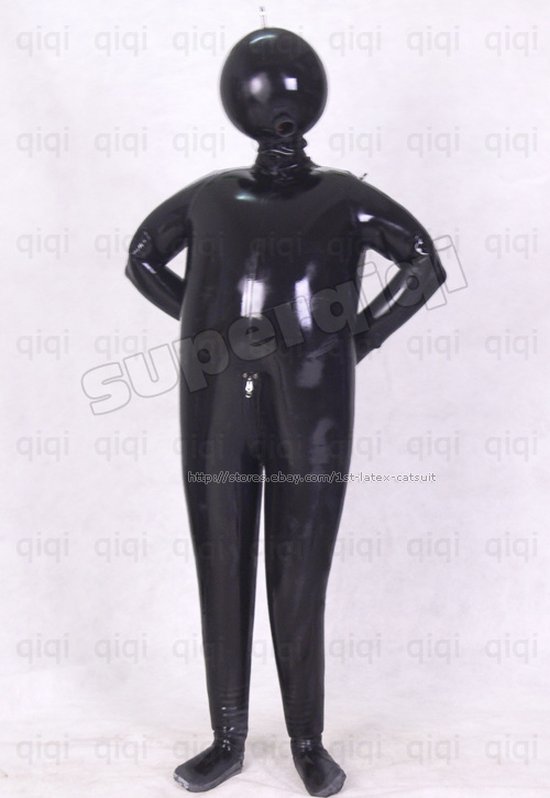 Latex/Rubber Gummi 0.45mm Inflatable Catsuit mask suit heavy ball hood ...