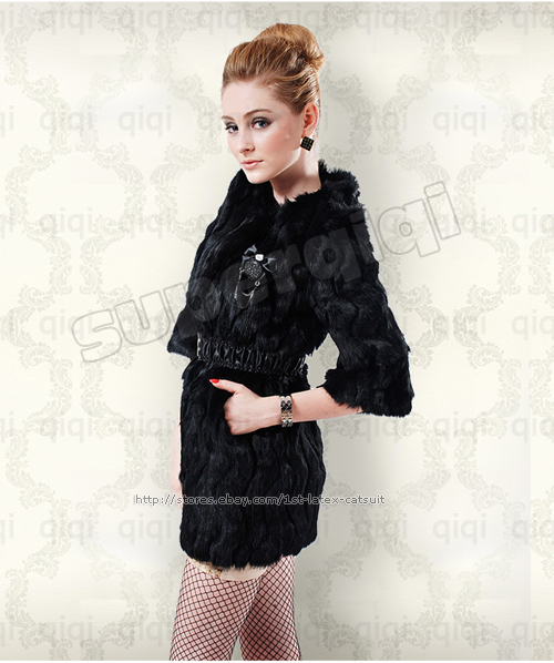 100% Real Genuine Rabbit Fur Sheared Long Coat Wearcoat Jacket Outwear 