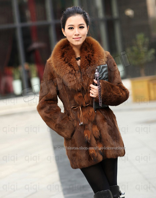   bidding on a Rabbit Fur Coat with Big Raccoon Collar . Brand NEW