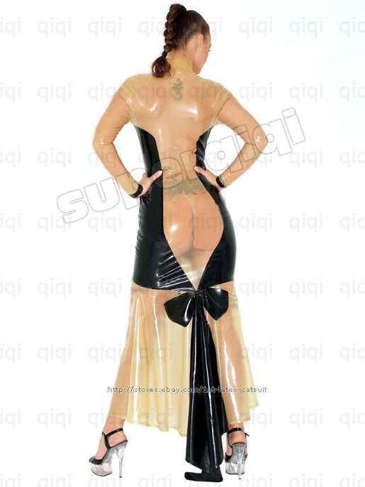 100% Latex/rubber .4mm full length Dress suit catsuit gothic fashion 