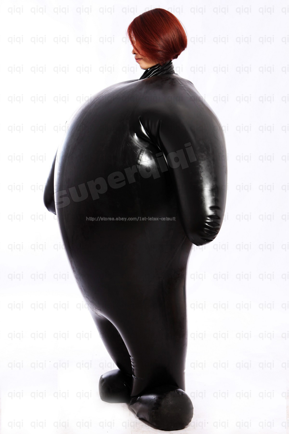 Latex/rubber/gummi/0.45mm Inflatable Catsuit ball mask hood suit unique ...
