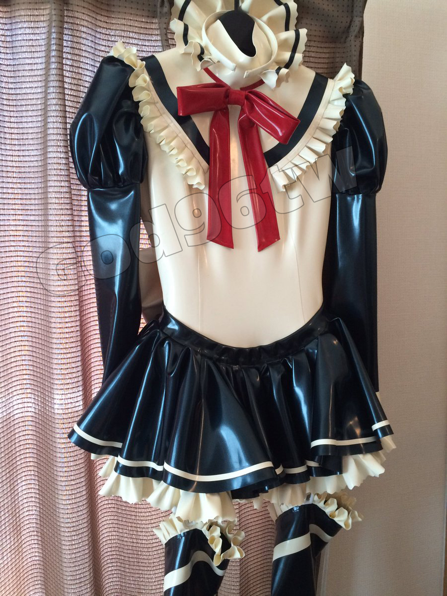 Latex Rubber Gummi Servant Maid Uniform Dress Bow Customized Stocking Mm Ebay